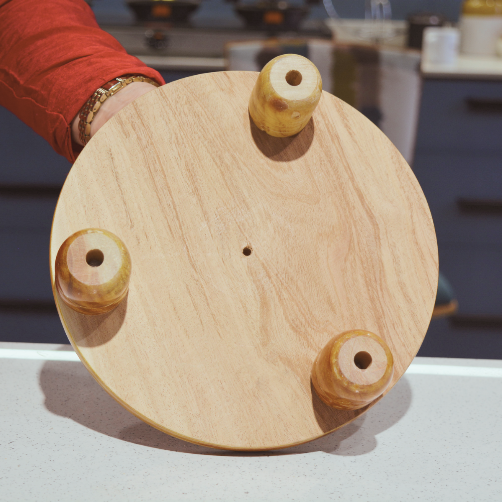 RasoiShop Wooden Chakla Bolong Heavy (No. 10) - 4