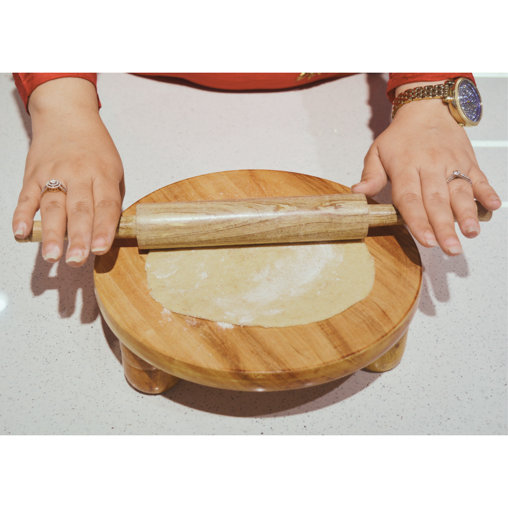 RasoiShop Wooden Chakla Bolong Heavy (No. 10) - 2