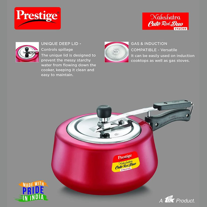Prestige Nakshatra Cute Red Duo Svachh Aluminium Pressure Cooker - 4