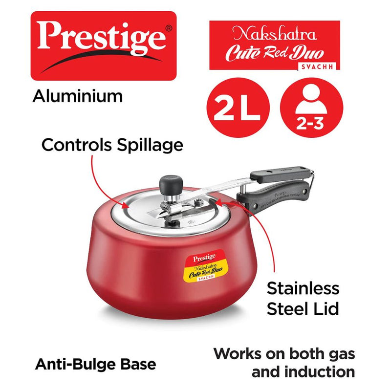 Prestige Nakshatra Cute Red Duo Svachh Aluminium Pressure Cooker - 2