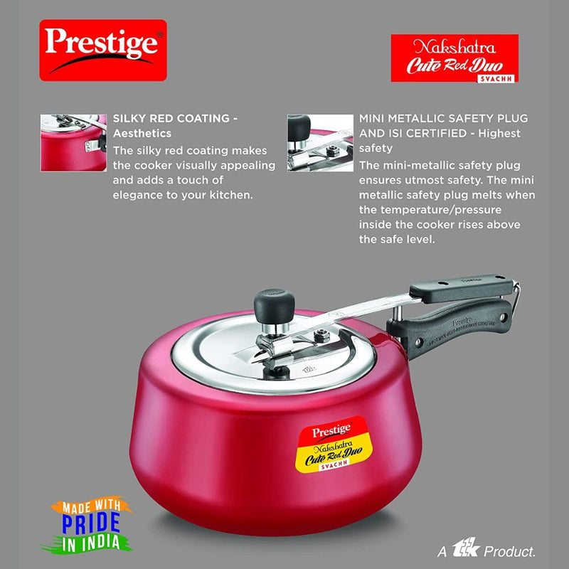 Prestige Nakshatra Cute Red Duo Svachh Aluminium Pressure Cooker - 5