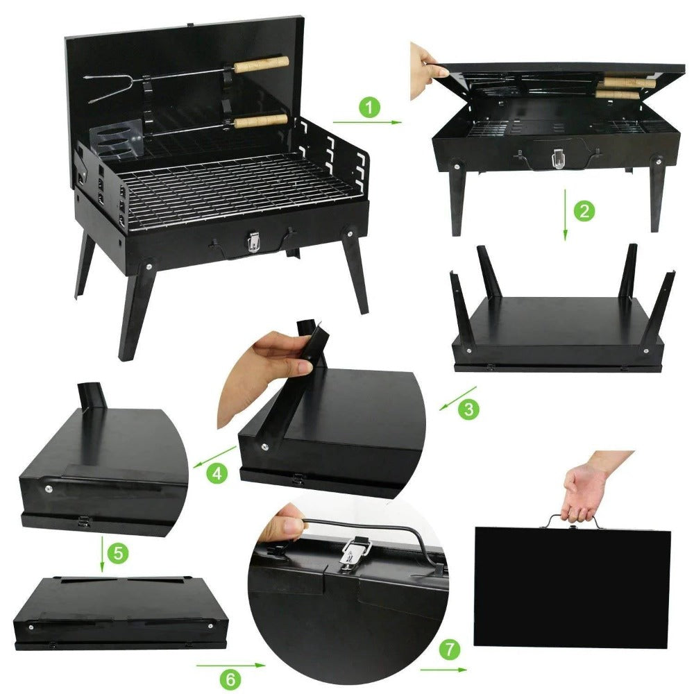 Portable Briefcase Style Charcoal Base Folding Barbecue Grill Toaster ...