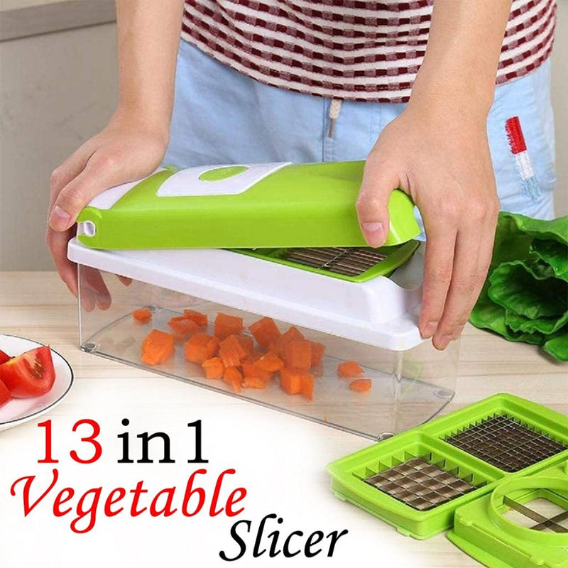 Nicer Dicer Plastic Manual 13 In 1 Vegetable and Fruit Chopper with Stainless Steel Blades - 6
