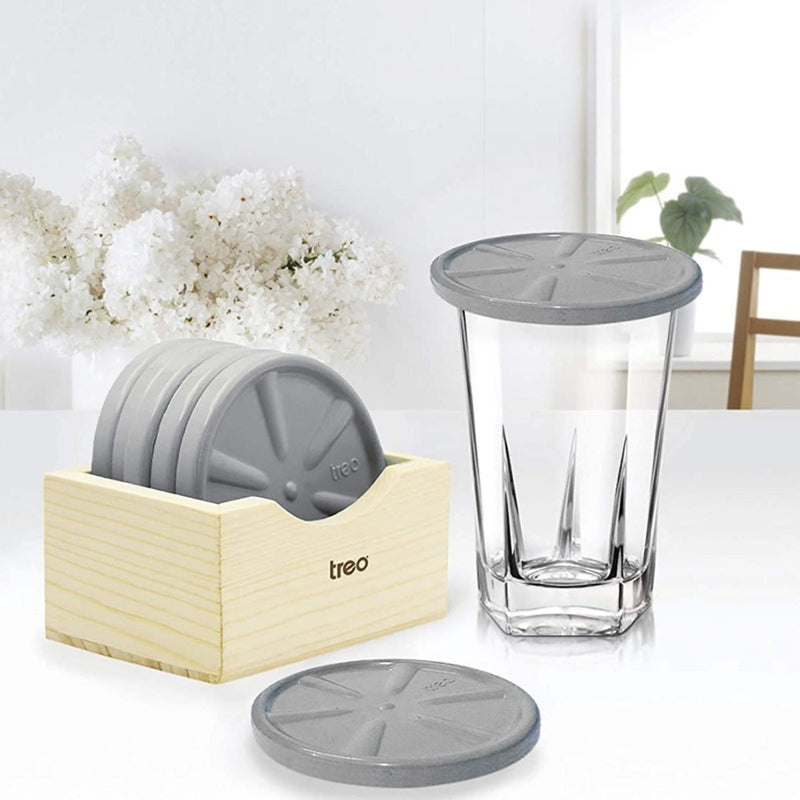 Treo Lid Cum Coaster with Wooden Stand - 13