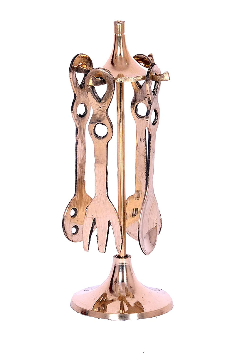 Desi Toys Brass Spoon Stand, Gold