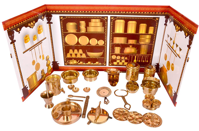 Desi Toys Brass Miniature Kitchen Pretend Playset