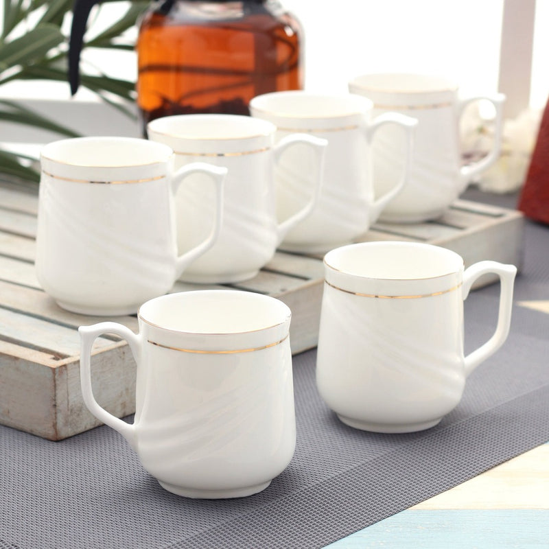 Clay Craft Ceramic New Lilly Gold Line 180 ML Coffee & Tea Mugs - 1