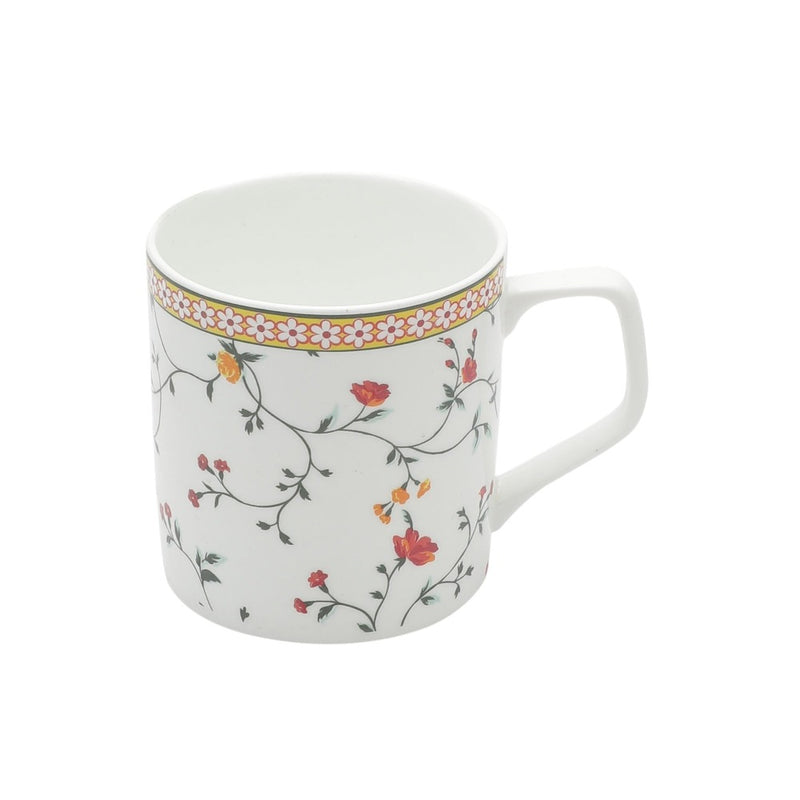 JCPL Ceramic Floral Printed Gardenia 220 ML Coffee & Tea Mugs - 3