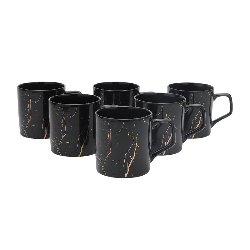 Clay Craft Marble Monochrome 220 ML Black Gold Coffee & Tea Mugs - 2