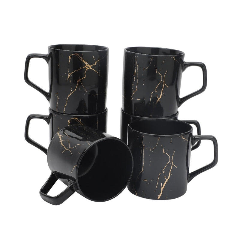 Clay Craft Marble Monochrome 220 ML Black Gold Coffee & Tea Mugs - 3