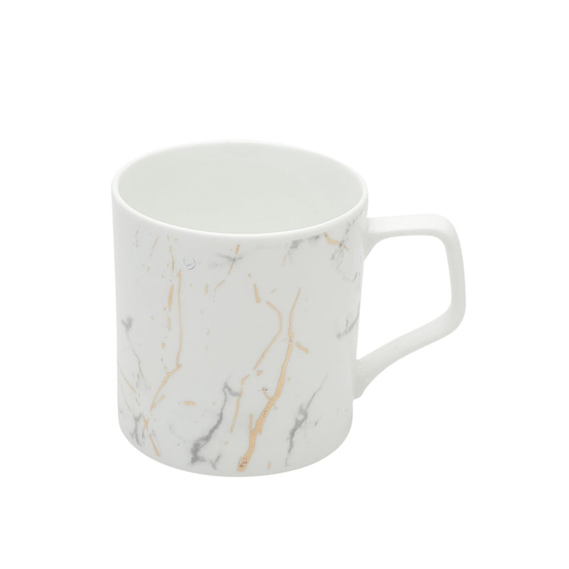 Clay Craft Marble Monochrome 220 ML White Gold Coffee & Tea Mugs - 4