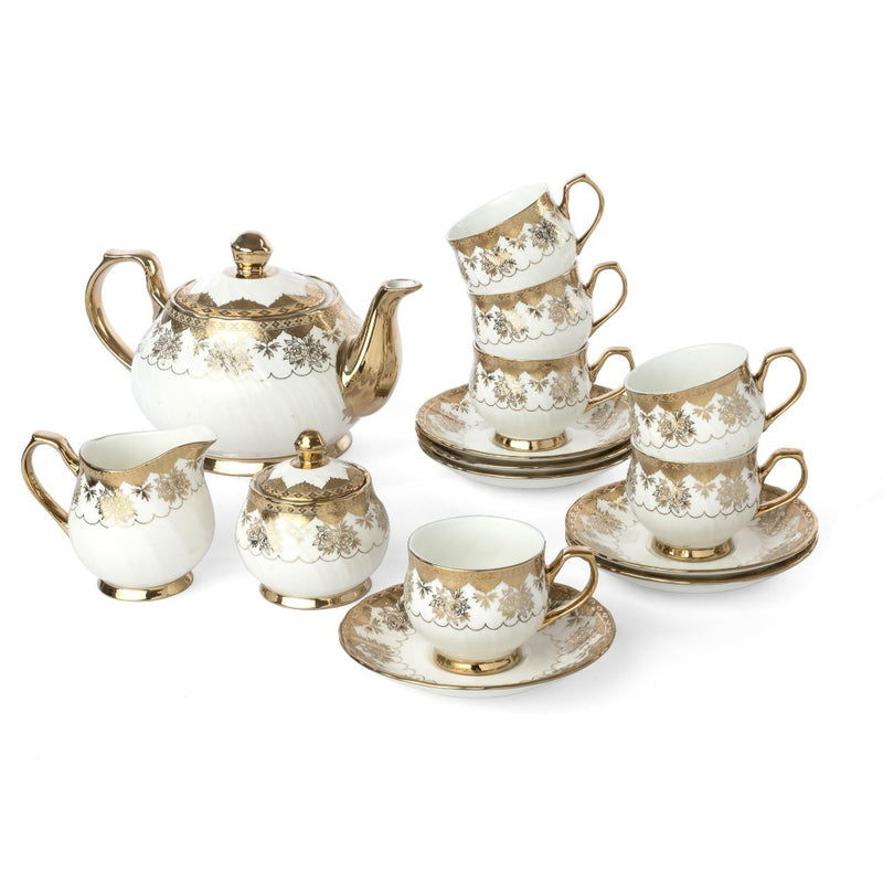 Clay Craft Ceramic Karina Royal Pinewood Ebony Printed Tea Set - 3