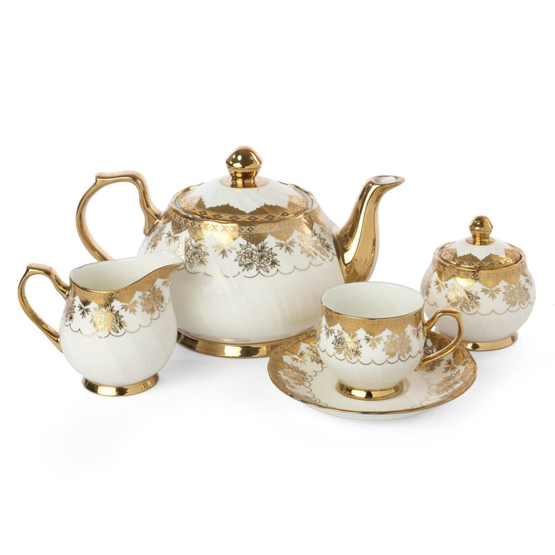 Clay Craft Ceramic Karina Royal Pinewood Ebony Printed Tea Set - 4