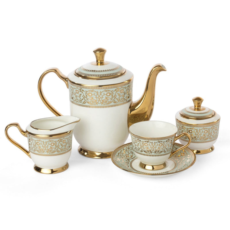 Clay Craft Ceramic New Georgian Emperor Ebony Golden Printed Tea Set - 3