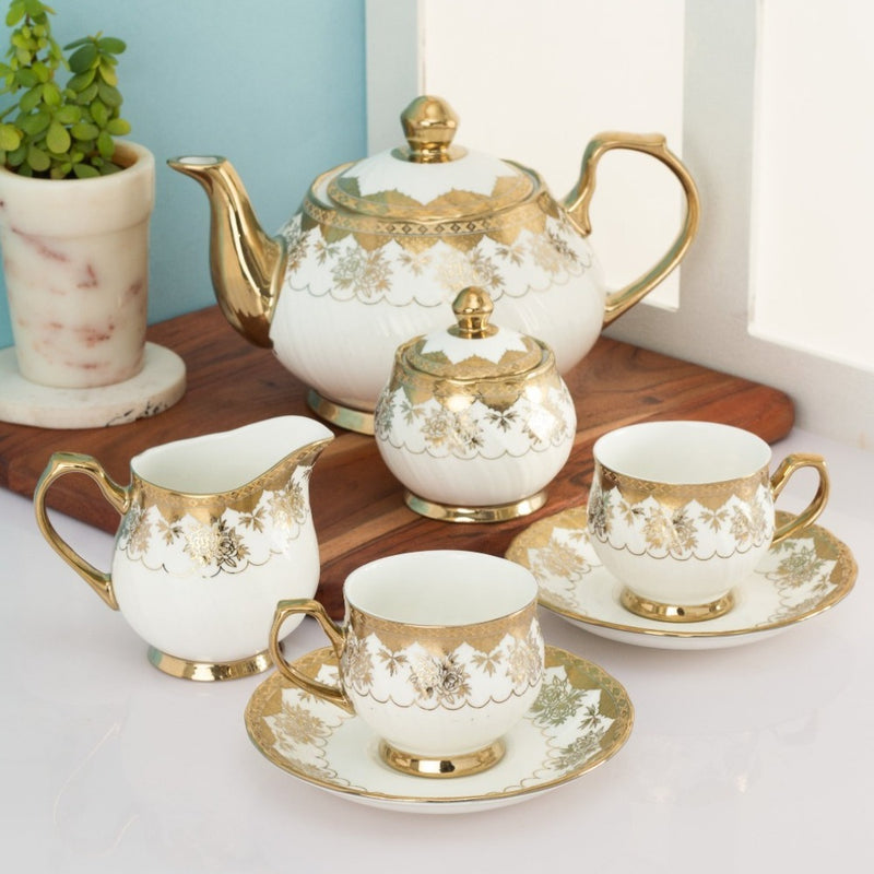 Clay Craft Ceramic Karina Royal Pinewood Ebony Printed Tea Set - 1 