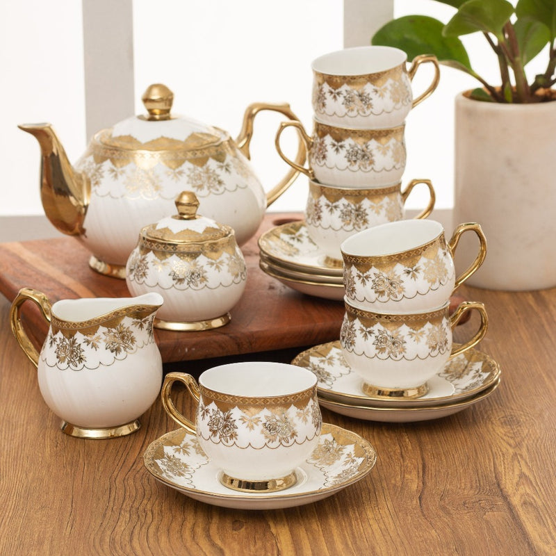 Clay Craft Ceramic Karina Royal Pinewood Ebony Printed Tea Set - 2