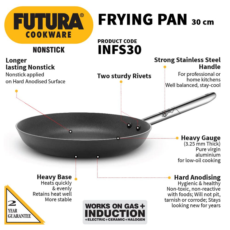 Hawkins Futura Nonstick 30 cm Frying Pan with Stainless Steel Handle - INFS30 - 2
