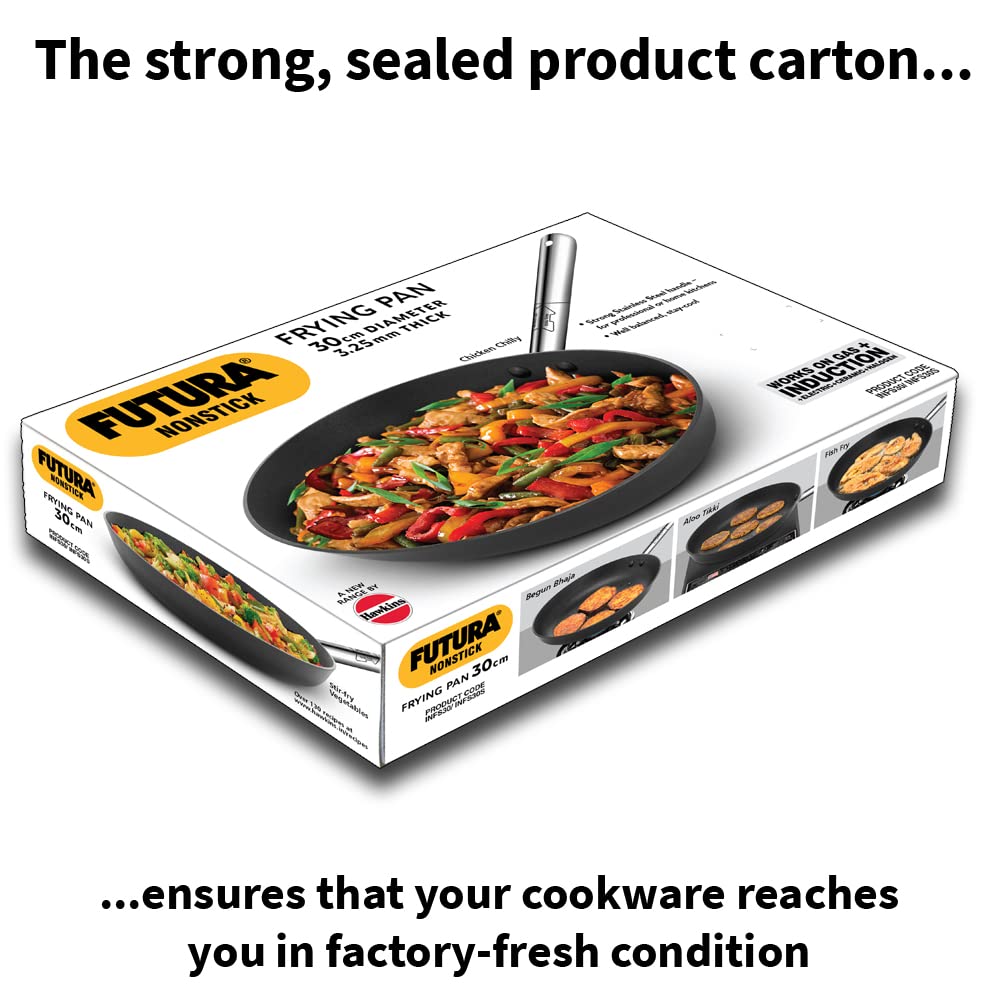 Hawkins Futura Nonstick 30 cm Frying Pan with Stainless Steel Lid - INFS30S - 6