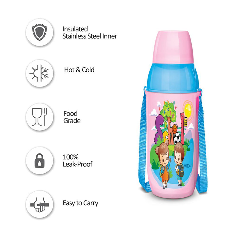 Milton Steel Swift 600 ML Insulated Inner Stainless Steel Water Bottle for Kids - 6