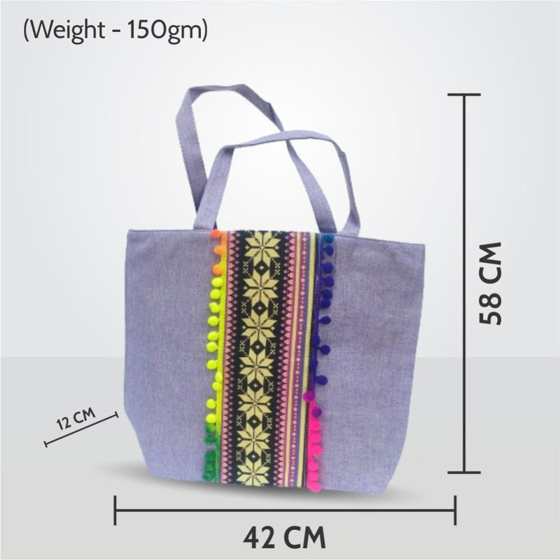 RasoiShop Colorful Cotton Eco-Friendly Shopping Bag - Purple - 3