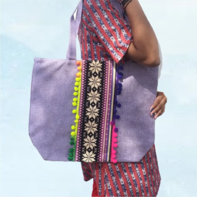 RasoiShop Colorful Cotton Eco-Friendly Shopping Bag - Purple - 4