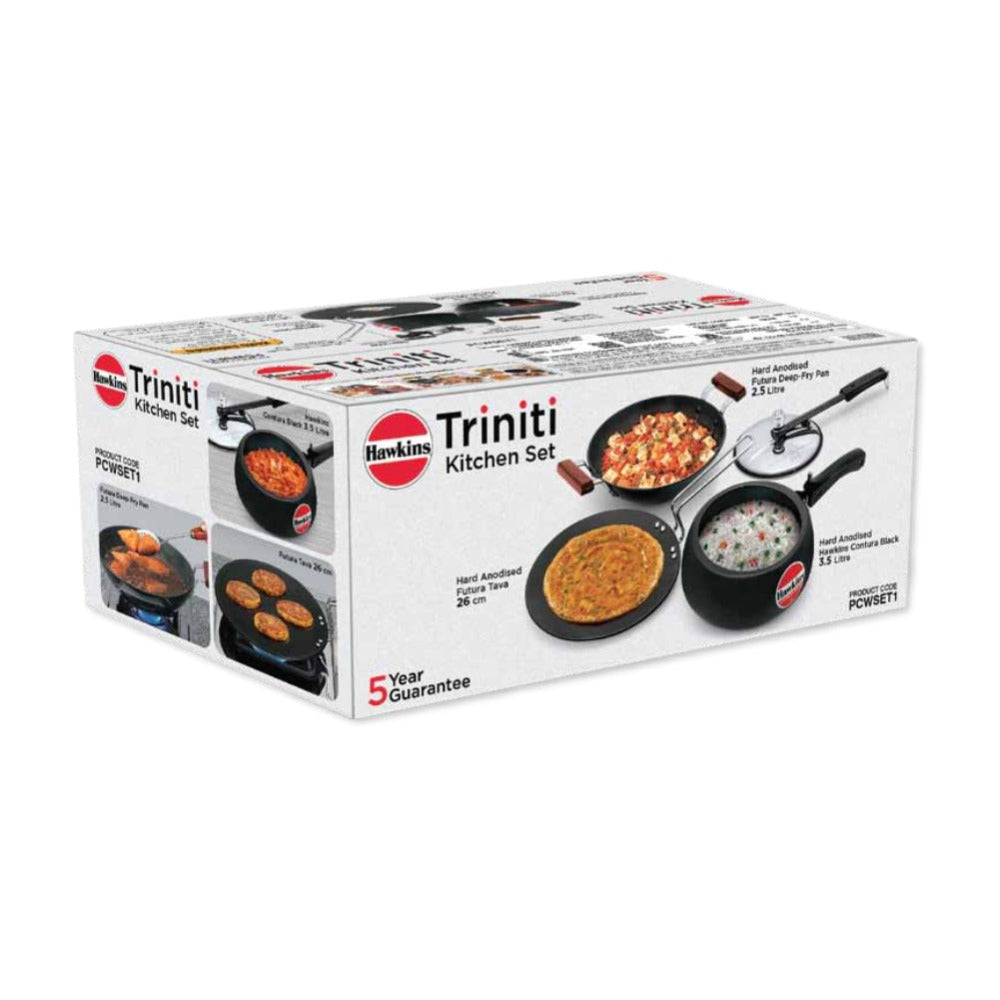 Hawkins Hard Anodised Triniti Kitchen Set - PCWSET1 | Black | Set of 3