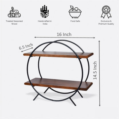 Softel Mahogany Finish Circular Organizer/ Kitchen Organizer Rack/Kitchen Storage Rack/Spice Rack/Wooden Organizer - Tiered Shelf and Modern Two-Tone Design from www.rasoishop.com