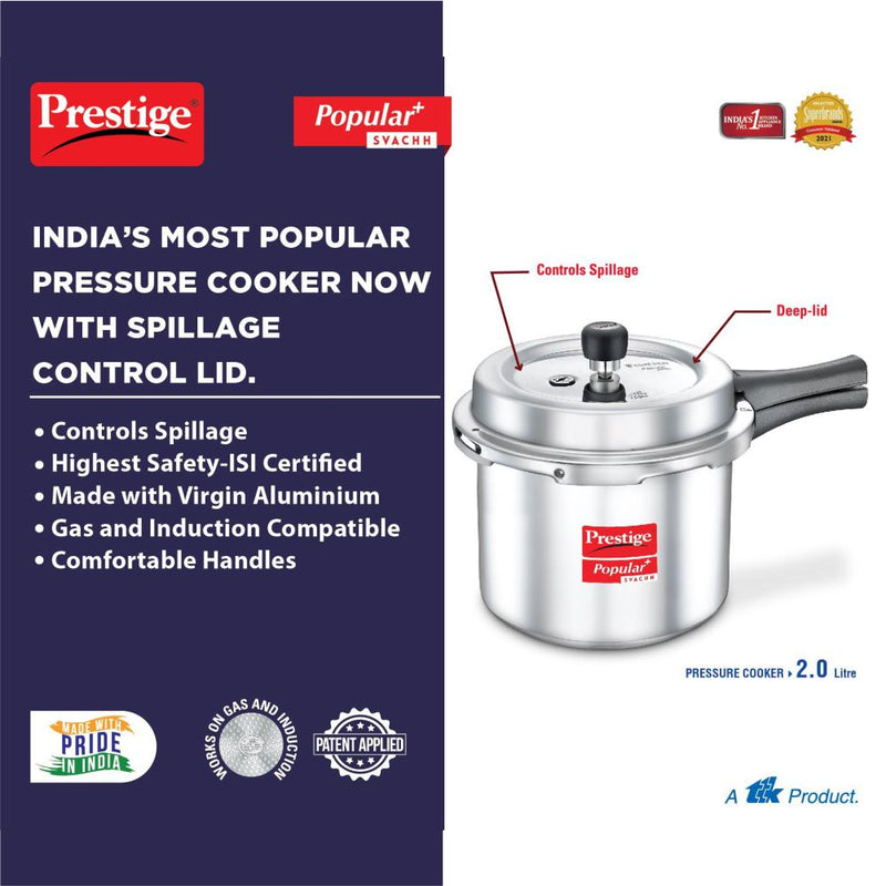 Prestige Popular Plus Svachh Outer Lid Aluminium Pressure Cooker - 10169 - 6