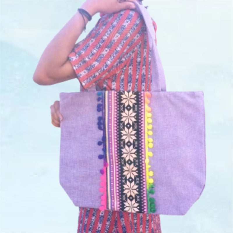 RasoiShop Colorful Cotton Eco-Friendly Shopping Bag - Purple - 2
