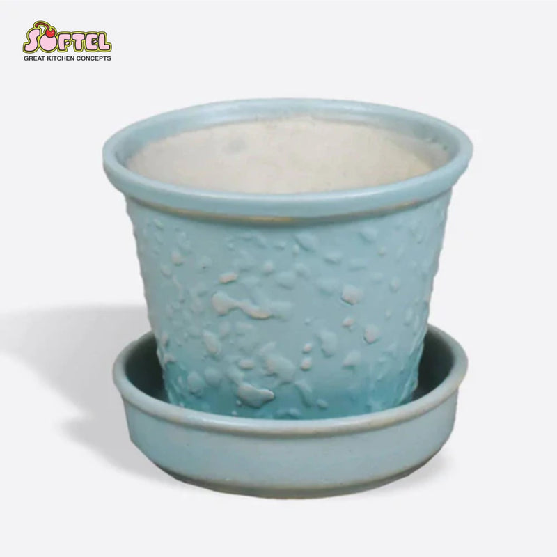 Softel Ceramic Bucket Planter with Base - 3