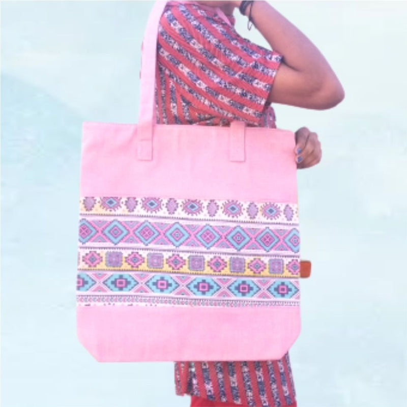 RasoiShop Colorful Cotton Eco-Friendly Shopping Bag - Pink - 6