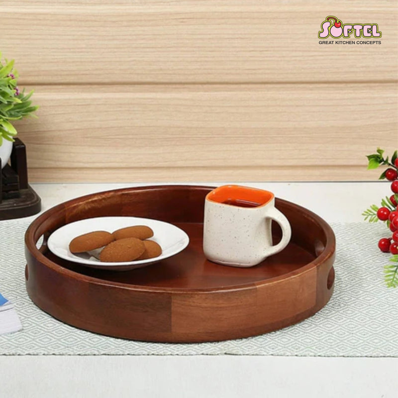 Softel Wooden Classic Round Serving Tray - BB0163 - 7