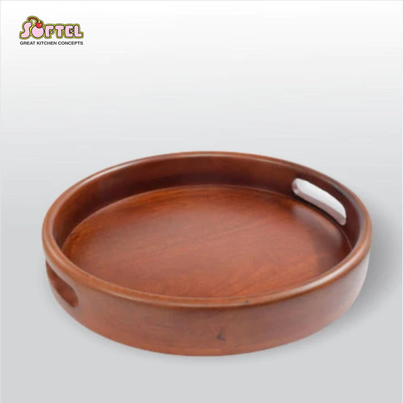 Softel Classic Round Wooden Tray for Serving, Dining Table Organizer, Serving Tray, Trays for Decoration | Mango Wood from RasoiShop