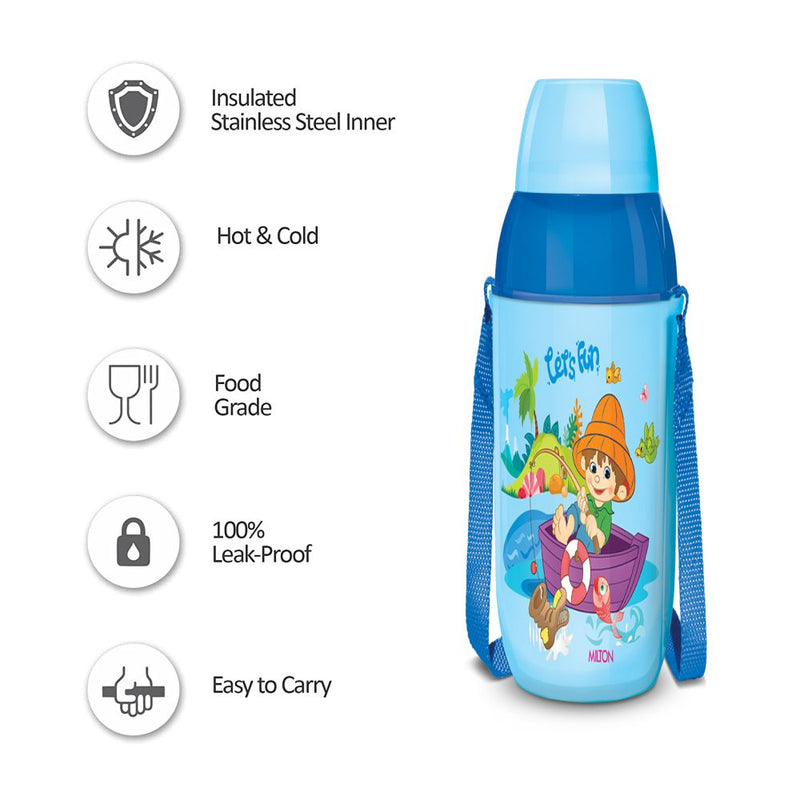 Milton Steel Swift 600 ML Insulated Inner Stainless Steel Water Bottle for Kids - 3