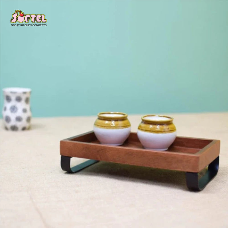 Softel Wooden Serving Tray with Metal Stand - RSBB0242L - 3