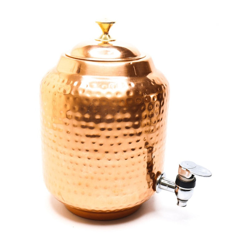 LaCoppera Hammered Copper Table Top Matka (Water Dispenser) with Tap - 12 Litre - 4