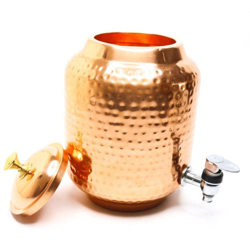 LaCoppera Hammered Copper Table Top Matka (Water Dispenser) with Tap - 5