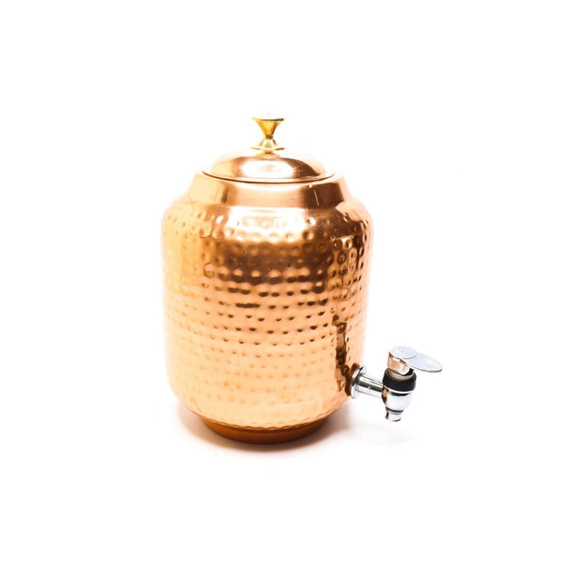 LaCoppera Hammered Copper Table Top Matka (Water Dispenser) with Tap - 3 Litre - 1