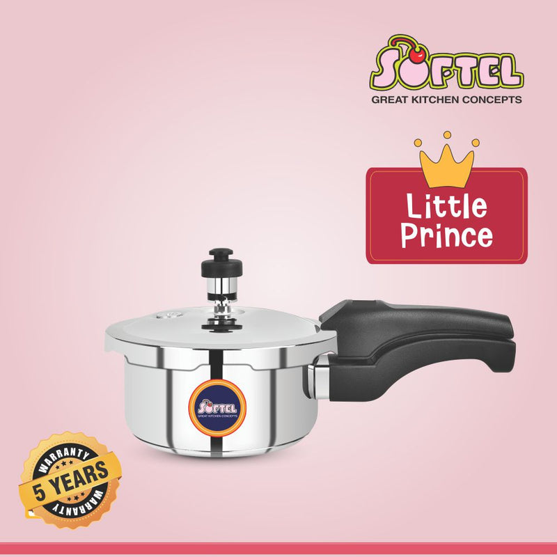 Softel Stainless Steel Little Prince 1 Litre Pressure Cooker | Induction Bottom | Silver
