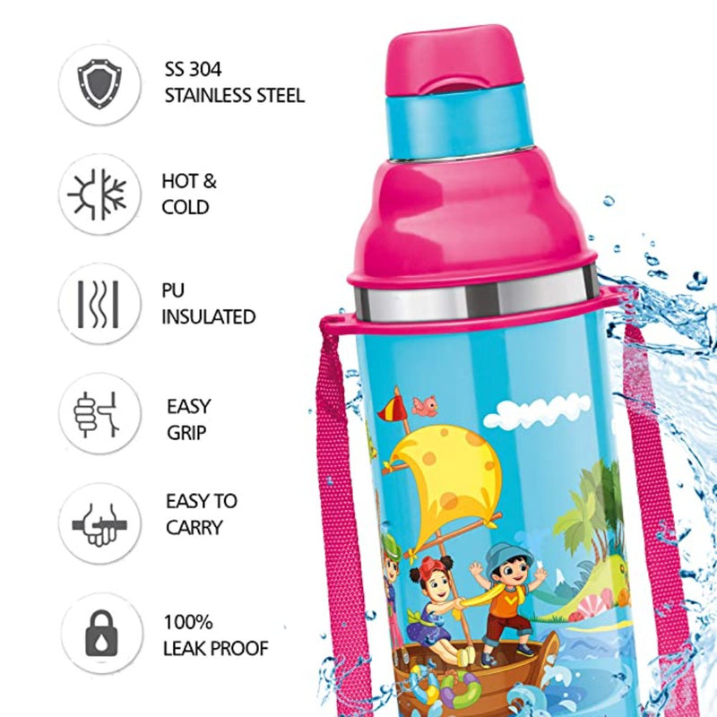 Milton Kool Stunner 400 ML Insulated Inner Stainless Steel Water Bottle for Kids - Light Blue - 3