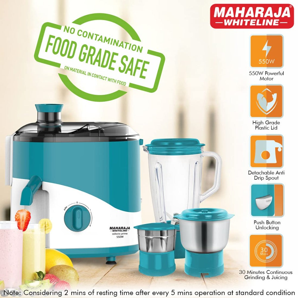 Maharaja Whiteline Odacio Prime 550 Watt Juicer Mixer Grinder with 3 Jars - 7