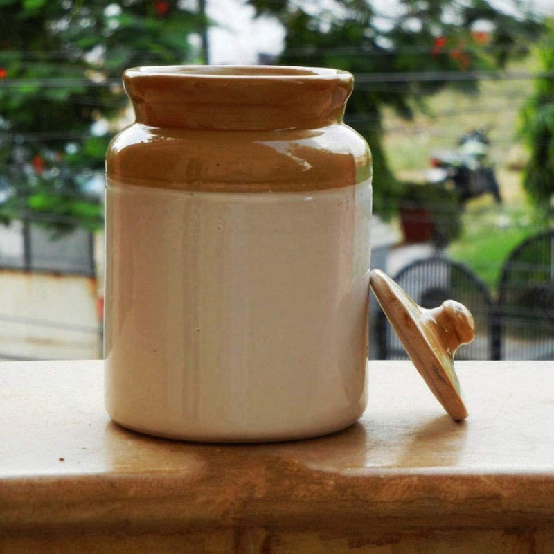 RasoiShop Ceramic 1 Kg Pickle/Aachar Jar with Lid - 3