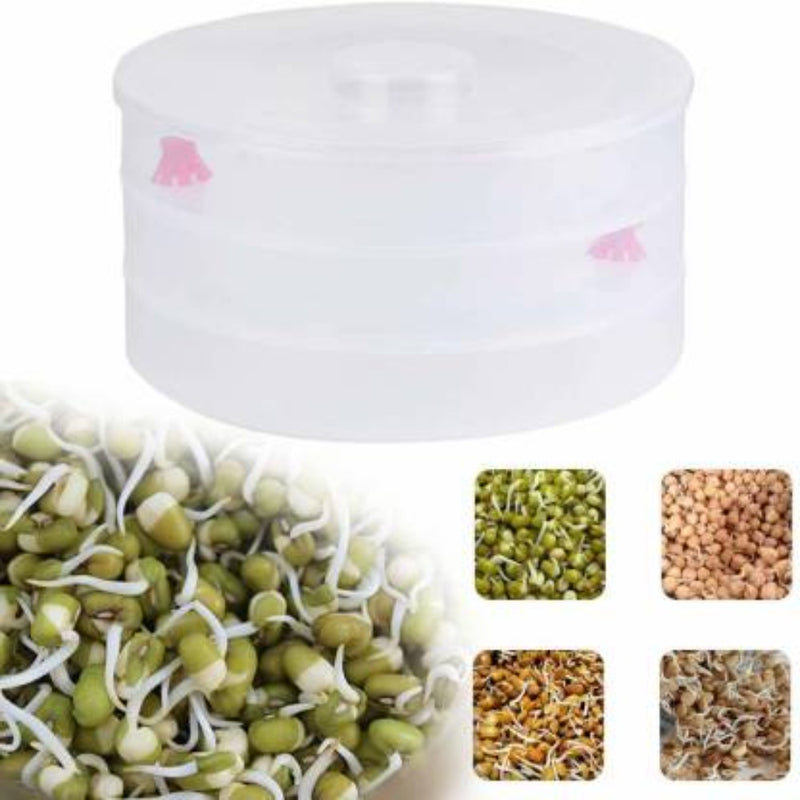 Plastic 3 Compartment 500 ML Round Sprout Maker - 4