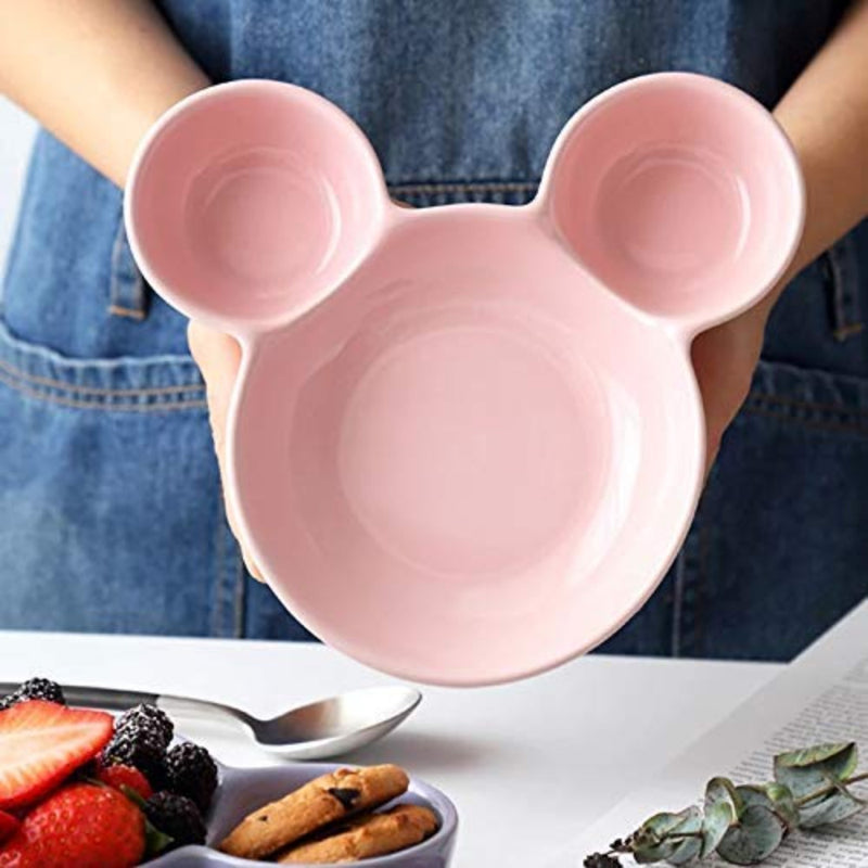 Plastic 7.5 Inch Micky Shape Kids Snack Serving Small Plate - 1
