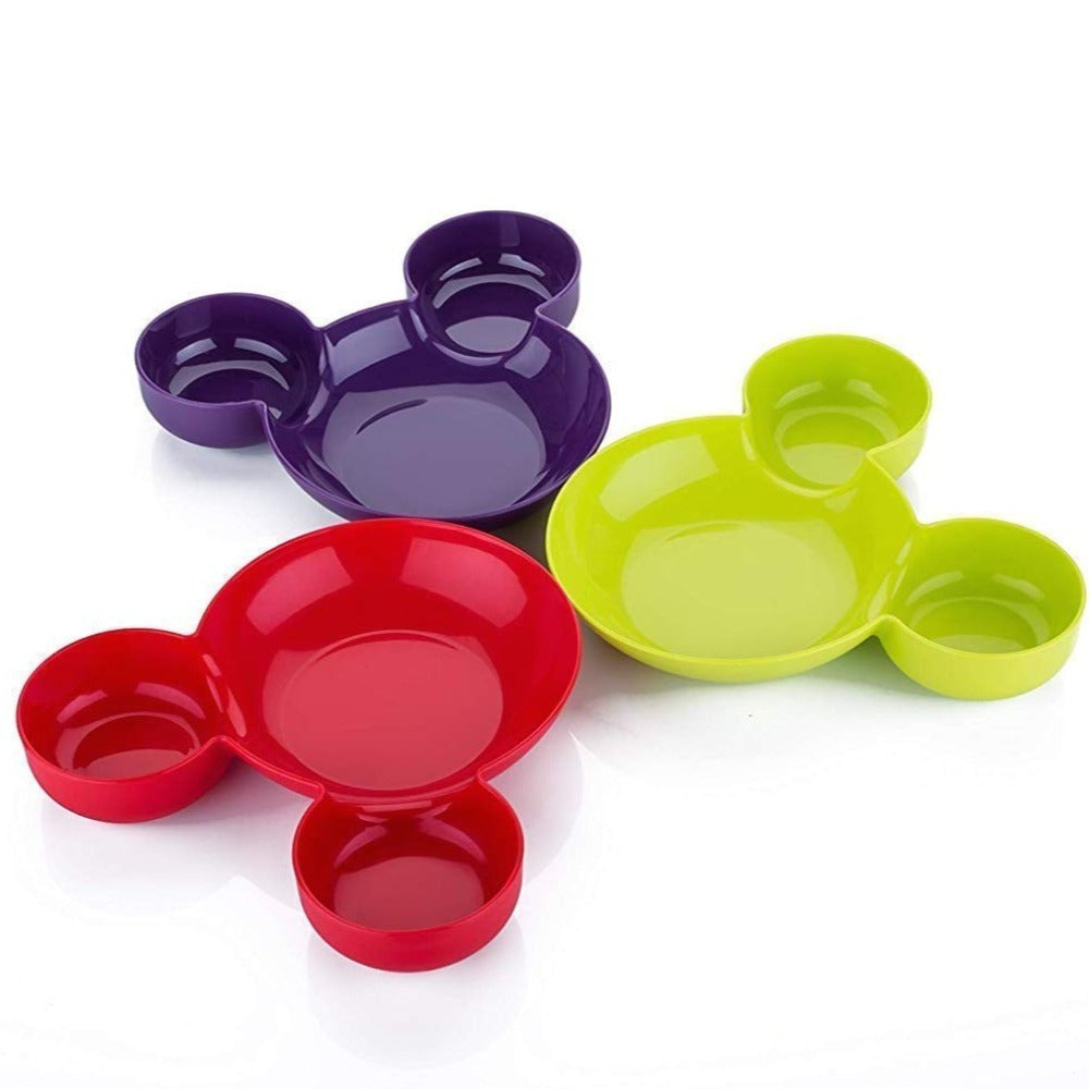 Plastic 7.5 Inch Micky Shape Kids Snack Serving Small Plate - 3