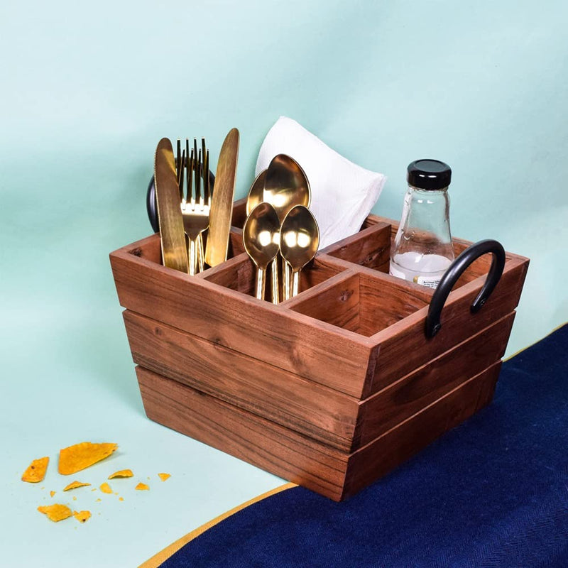 Softel Wooden Boat Cutlery Caddy/Holder with Horseshoe Handle - BB0041 - 1