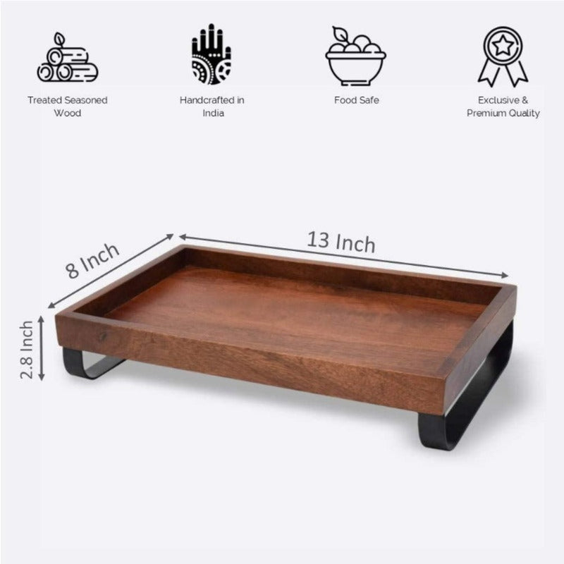 Softel Wooden Serving Tray with Metal Stand - RSBB0242L - 6