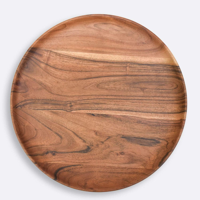 Softel Elegant Acacia Wood Serving Tray - Round, Brown, High-Quality, Easy to Clean Platter for Everyday Use from www.rasoishop.com