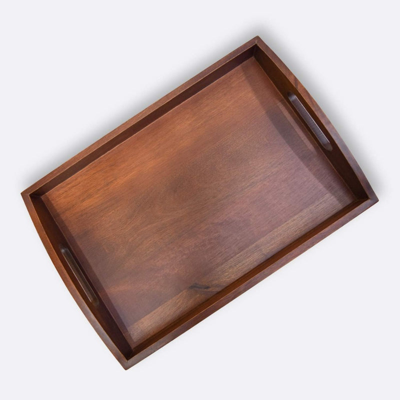 Softel Premium Mahogany Finish Wooden Classic Rectangular Serving Tray - 2