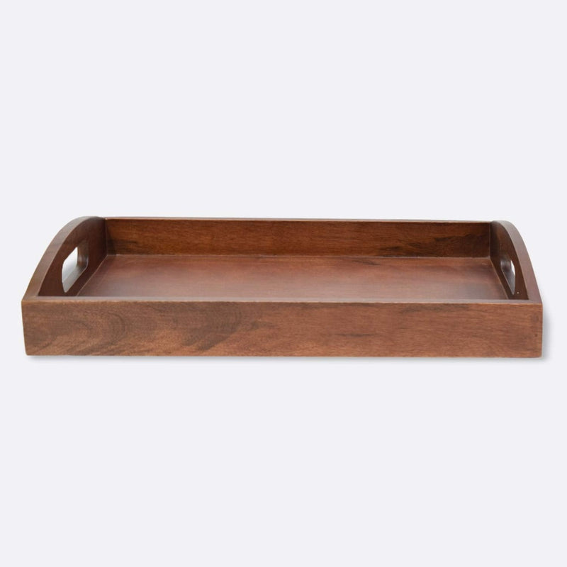 Softel Premium Mahogany Finish Wooden Classic Rectangular Serving Tray - 6
